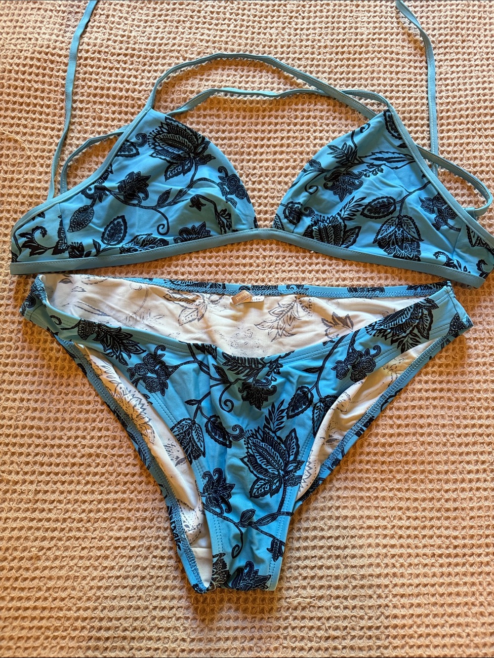 Patagonia Sky Blue Floral Triangle Bikini Set